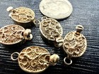 5 Pcs Vtg Gold Wash Pinch Clasps Sterling Silver Oval 9x11mm Lot Single Strand