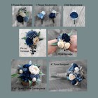 Dusty Blue Gray Bridal Bouquet Sola Wood Flower White Wedding Cascade Artificial