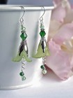 Green Flower Earrings Floral Dangle Earrings Boho Dangle Earrings Vintage Style