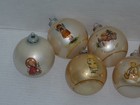 Vintage Round Glass Berta Hummel Christmas Tree Ornaments Some Boxes Lot Of  6 