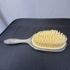 Antique Victorian Silver Plate Hair Brush Floral Heavy Ornate Embossed