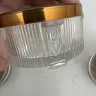Lot Of 3 Vintage Ribbed Glass Powder Vanity Dresser Jars With Lids Trinket Box
