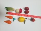 Vintage Spun Cotton Christmas Ornaments Fruits Vegetables Lot Of 8