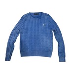 Polo Ralph Lauren Cable Knit Sweater Blue Crew Neck Long Sleeve Girls  Xl  16 