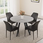 Round Dining Table Set  4 Pu Chairs  35 4-inch Gray Wooden Dining Table