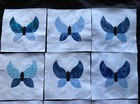 Fabric Quilt Top Blocks 6 Inch Square Blue Patchwork Butterfly Appliques 9