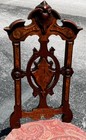 Antique Old Victorian Era Period Wood Carved Chair Paisley Cloth Upholstery Burl