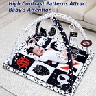 Poycuna Black And White Baby Gym Play Mat 6 Toys Tummy Time Activity Mat For