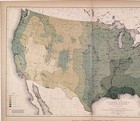 1880 United States Map Spring Summer  Rainfall - Original Stunning Color