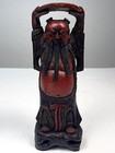 Set 2 Red black 10  Wooden Hand Carved Asian Chinese Tabletop Figurines Statues