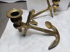 Solid Brass Ship   Boat Anchor Candlestick 2pc Lot Nautical Beach Home  Decor