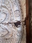 Antique Vintage 4 Metal Tin Ceiling Tiles Wall Hanging Wood Frame Folk Art