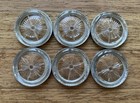 Vintage Set Of 6 Hammered Aluminum - Glass - Drink Coasters