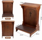 Solid Wood Prayer Bench Stool Shelf Cushion Church Table Chair Padded Kneeler Us