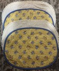 Vintage Quilted Reversible Floral Placemats Set 4 Cottage Farmhouse Oval Yellow