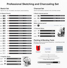 33-piece Professional Drawing Set     Graphite   Charcoal Pencils With Tools