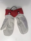 Hestra Leather Ski Mittens Size 8 White Red Embroidered Windstopper Cuff