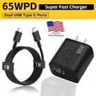 65w Usb-c Dual Port Fast Charger Pd Adapter   Cable For Samsung Galaxy S23 S22