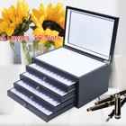 3   5 Layers 34 Slots Exquisite Wooden Pen Fountain Display Case Storage Box