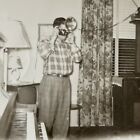 Vintage Snapshot Photograph Man Taking Photograph With Camera 1940s Americana