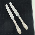 Vintage Stieff Rose Repousse Sterling Handled Knives  Pair 8 7 8 