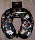 Ed Hardy Tattoo Print Neck Travel Pillow Memory Foam Removable Cover Microfiber 