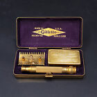 1920 s Gillette Gold Pocket Edition Basket Weave Case W  Original Box   Razors