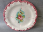 Vintage Italian Majolica Hand Painted Rose Floral 8 1 2  Plates  Set Of 2