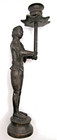 Pair Of Vintage Cast Bronze Siamese Soldier Candle Holders