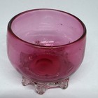 Antique Hand Blown Victorian Cranberry Glass Bowl 