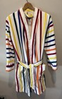 Vintage 90s James River Traders Rainbow Stipe Terry Cloth Bathrobe Hong Kong