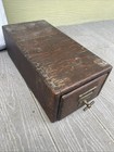 Rough Vtg Antique Single Drawer Oak Dove Tail Card Catalog  File Cabinet