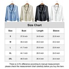 Women Satin Silk Blouse Knot Front Long   sleeve Shirt Elegant Office Formal Tops