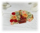 Vintage 1940s Japan Celluloid Brooch Pin Basket Of Flowers Dahlias Chrysanthemum