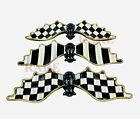 Mackenzie-childs Courtly Check   Stripe Small Wall Bats Bat Set Of 3 New No Box