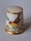 Superb Antique Worcester 19th Century  Porcelain Hand Painted Bird Thimble  Vgc