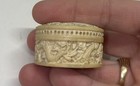 Chinese Canton Carved Covered Trinket Box Figural Landscape   Dragon Decoration