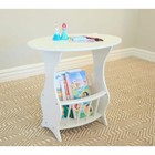 End Table White Oval Wood Storage Magazine Rack Shelf Living Room Accent Table