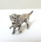 Vintage Miniature Sterling Silver Retriever Dog England