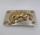 Vtg 1970s Western Bucking Horse Nickel Silver Belt Buckle Ricardo Style