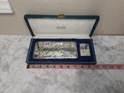 Vintage T  Muto Engraved Silver Tobacco cigarette Case   Lighter Set W  Box