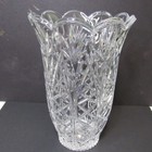Cut Lead Crystal Vase   7      pinwheel   Starburst Pattern   scalloped Rim   heavy