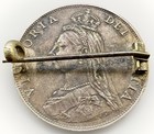 Great Britain Pin Badge  Victoria British Florin 1887 Silver 13 12g Sj2 25