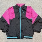 Vtg 90s Bocoo Track Suit Womens M Jacket Pants Nylon Colorblock Black Teal Pink