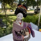 Vintage Japanese Geisha Doll - Purple Kimono Approximately 15    Tall Dusty Read