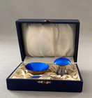 Vtg Ela Denmark Sterling Silver   Enamel Salt Cellar Mushroom Pepper Shaker Set