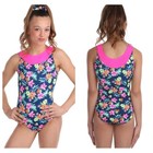 Snowflake Designs Girls Gymnastics Leotard Floral Pink Hawaiian Girls Sz 4t Nwt