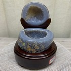 2 3lb  Natural Agate Treasure Basin Geode Crystal Cluster Specimen With Wooden B