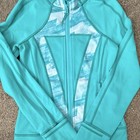 Ivivva Girls Turquoise Track Jacket Full Zip Geometric Pattern Size 7 Pockets