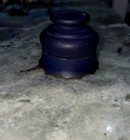 Vintage Blue Glass Inkwell With Dove Motif Lid Decorative Collectible